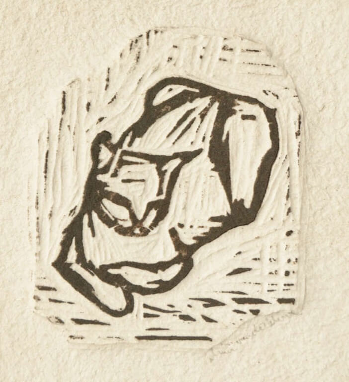 mimi vd merwe linocut cat